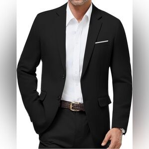 WULFUL Mens Casual Slim Fit Two Button Sport Coat Lightweight Business Jacket